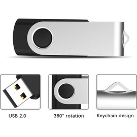 Aiibe 8GB 5pack USB Flash Drive 2.0 USB Stick Memory Stick Pack Thumb Drives 8gb USB Drive Bulk Jump Drive with a Metal Swivel Cover (8GB, 5 Pack, 5 Mixed Colors)