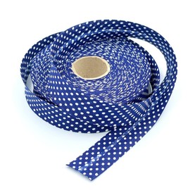 Craft Cult 30mm Wide Polka Dot Printed Pattern Bias Binding Tape - 25 Metre Roll (48 - Navy Blue)
