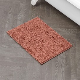 Laura Ashley – Astor Chenille Bath Mat | 100% Polyester | Premium Bathroom Décor | Machine Washable | TPR Backing | Measures 17” x 24” | Coral
