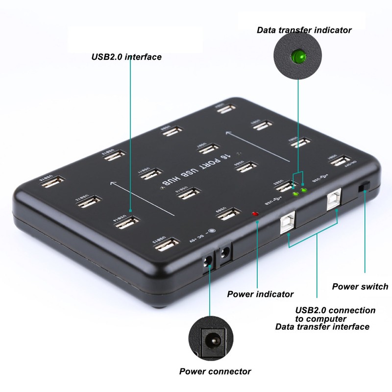16 Port USB2.0 Hub U Flash Disk Testing Duplicator Copier
