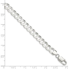 The Black Bow 8mm Sterling Silver Solid Concave Beveled Curb Chain Bracelet, 8 Inch