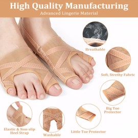 LINXINS Bunion Corrector Big Toe Straightener, Tailors Bunion Hallux Valgus Corrector, Soft Bunion Socks for in Shoes Suitable Women&Men - Day&Night(1 Pair, Large)