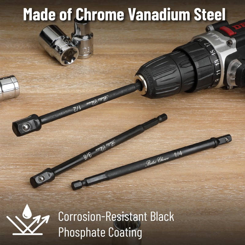 Bates- Impact Socket Adapter Set, 3 pcs, 6-Inch, 1/4", 3/8"