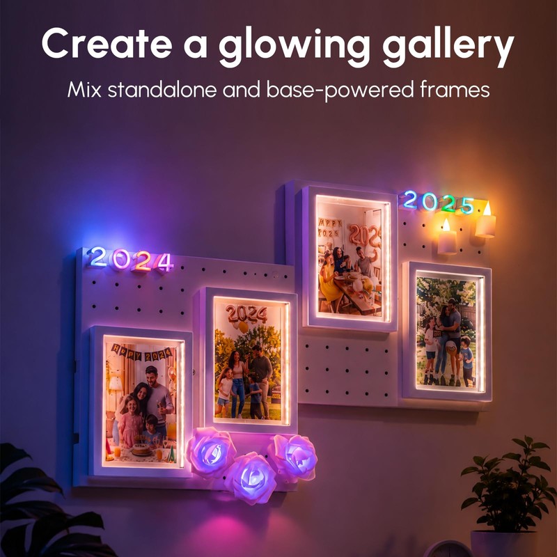 4x6 Inch LED Light Up Photo Frame for Pegboard, Glowing