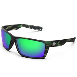 TOREGE Sports Polarized Sunglasses for Men Women Flexible Frame Cycling Running Driving Fishing Mountaineering Trekking Glasses TR24 (Matte wetland&Green Lens)