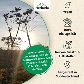 Herbaria Fennel Seeds Sweet Whole Organic 40 g Tin