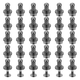 uxcell 60Pcs 4mm Chicago Screws Round Head Button Leathercraft Rivets for DIY Leather Crafting Decoration Handbag Shoes Belt Repair, Metallic Black