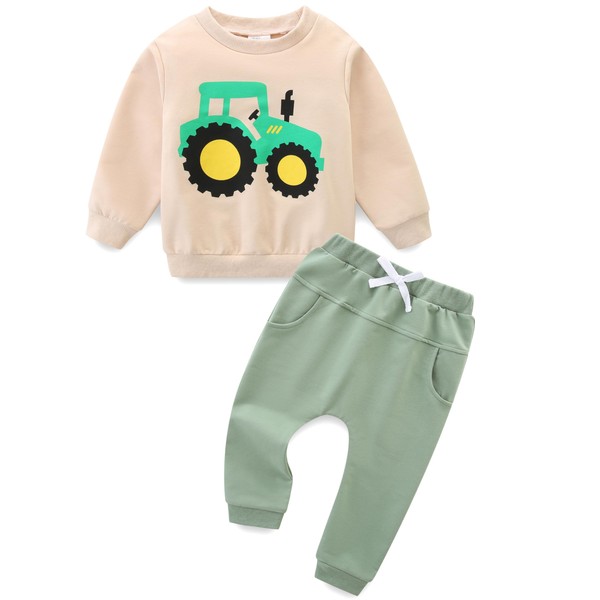 JingleBaBa Toddler Boy Clothes Long Sleeve Sweatshirt & Pants 2Pcs