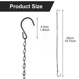 CYEAH 20 Pcs Plant Hanging Chains, 20 inch Metal Hanging Basket Chain with S Hooks, Black Chains for Hanging Bird Feeders Planters Baskets Billboards Lanterns Wind Chimes Ornaments Outdoor