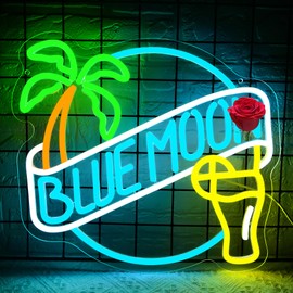 Beer Neon Sign for Wall Decor Dimmable Neon Light Up Sign for Man Cave Blue Led Business Signs Suitable for Bar Home Bar Store Bistro Party Club Restaurant Bedroom Size13.77 * 13.11In(P003)
