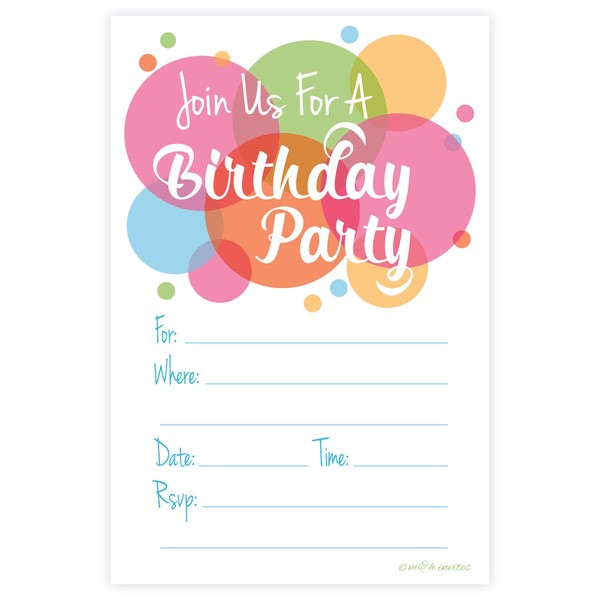 Happy Dot Birthday Party Invitations - Fill In Style (20
