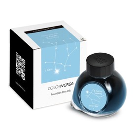 Colorverse Shiny Blue Fountain Pen Ink Bottle | α Gem | 65ml | Shimmer/Glitter | Dye-Based | Glistening Project Series