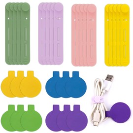 32pcs Cable Labels and Silicone Cable Ties, Reusable Cable Labels Tags Adjustable Silicone Zip Ties 20 Wire Labels and 12 Cable Straps Cord Wrap Organizer for Charging Cords Wires Cables