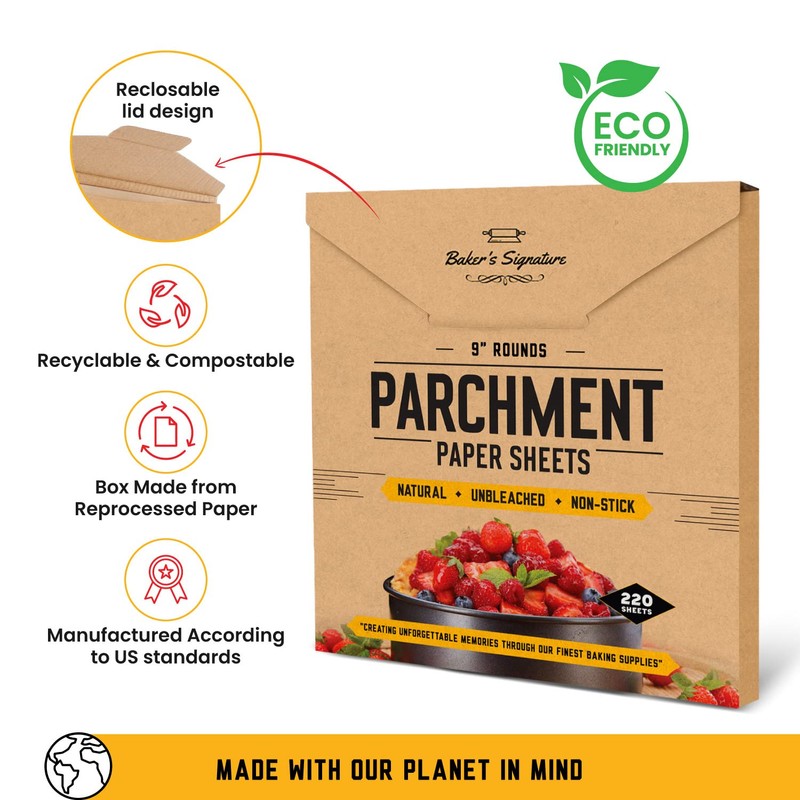 [220 Liners] Heavy Duty 9 Inch Parchment Rounds Paper Baking