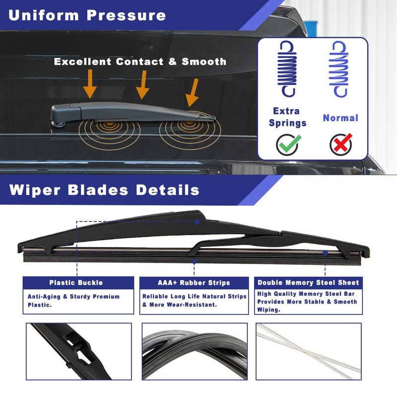 Shopauto Rear Windshield Wiper Arm Blade Assembly Kit Compatible with