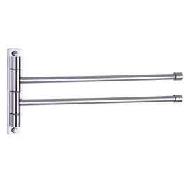 GERZWY Bath Towel Rack Hanger Towel Holder Organizer Bathroom Swing Arm Towel Bars 2-Arm Wall Mount Stainless Steel Polished Finish