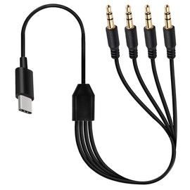 Multi 4 in 1 USB C zu 3,5 mm Splitter Y-Kabel, Typ C männlich zu four 3,5 mm männlich 3Poles Audio-Anschlusskabel mit digitalem Audiochip für Laptop, Android-Telefon, Auto aux Audio (4x 3.5mm)