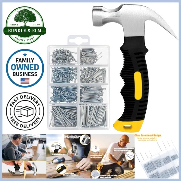 Unbranded 700PC Small Nails & Mini Hammer Hardware Assortment Kit