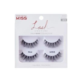 KISS Faux Mink, False Eyelashes, 'Muse', 14mm, Includes 2 Pairs Of Lashes, Easy to Apply, Reusable Lash Clusters