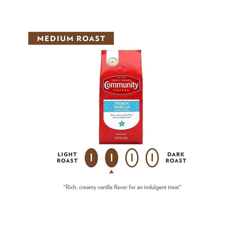 Community Coffee Premium Ground Coffee, French Vanilla Flavored, Medium Roast,