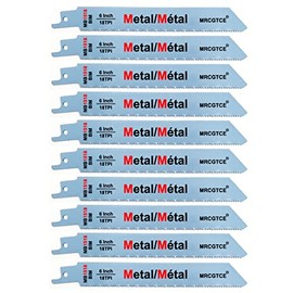 MRCGTCE Metal Cutting Reciprocating Saw Blade, 6-Inch 18TPI Bi-Metal Recip Saw Blades (10pcs)