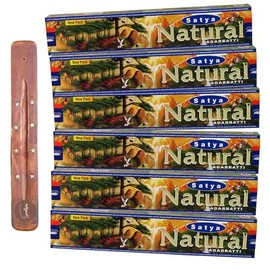 Satya Nag Champa Natural Incense Sticks | x6 pack | with SAMASIA incense sticks holder | Used for Aromatherapy, Spa, Yoga, Weddings, Meditation, Healing, Positivity and Relaxation