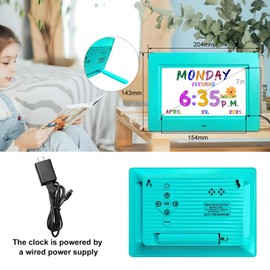 SSYA Digital Calendar, Kids Digital Clock, 20 Alarms Custom Reminders, Auto DST, Large Clear Display, Alarm Clocks for Bedrooms & Kids, Easy to Use for Kids. (Blue, 7 inch)