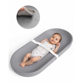COMOMY Baby Changing Pad for Dresser - Wipeable Changing Pad with Restraining Belt, Waterproof, Soft, Lightweight and Portable, Easy to Clean for On The Go Diaper Change, Grey