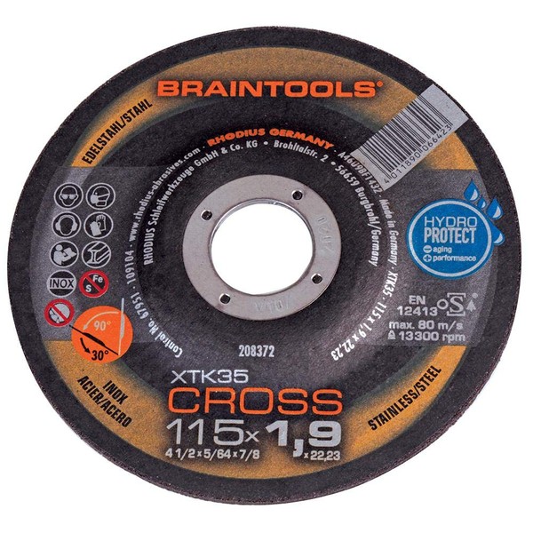 1.9mm 115mm Abrasive Disc Alumina Cubic Zirconia Bore Size 22.23mm