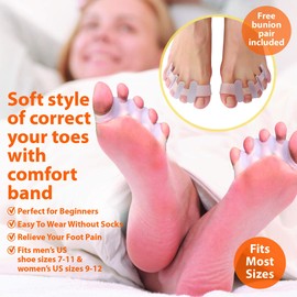 Separadores de dedos para corregir el dolor, corrector de juanetes para mujeres y hombres, espaciadores de dedos de silicona, almohadillas para orejas de dedos de yoga duraderas, protectores de dedos seguros y camilla, enderezador de dedos de martillo, e