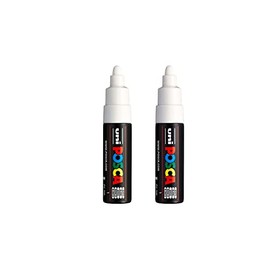 Posca PC-7M Paint Marker Art Pens - 4.5-5.5mm Bullet Tip - White Ink - 2 Pens