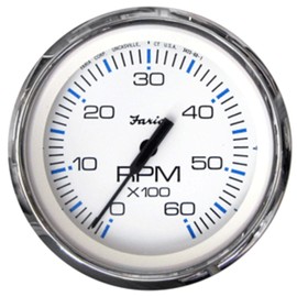 Faria Chesapeake White Stainless Steel Gauges - SS WHT I/O TACH 6000 - Tachometer (6000 RPM) (Gas) (Inboard & I/O) (33807)