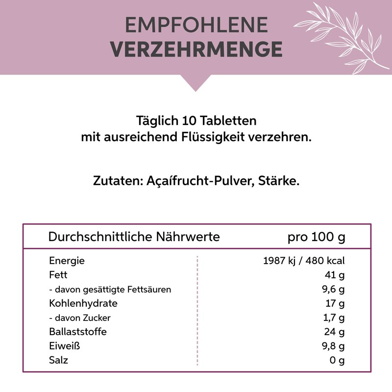 eltabia Acai Tabletten 2000 Presslinge | Hochdosiert 5000mg Tagesdosis |
