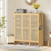 UNHO Large Shoe Storage Cabinet Organiser Rack Bamboo Adjustable Shelf