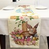 SEAHUI Happy Easter Rabbit Table Runner Rabbit Flower Cross Table