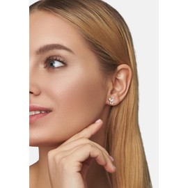 SOFIA MILANI - Women's Earrings 925 Silver with Zirconia Stones - Angel Heart Stud Earrings, Sterling silver, Cubic Zirconia