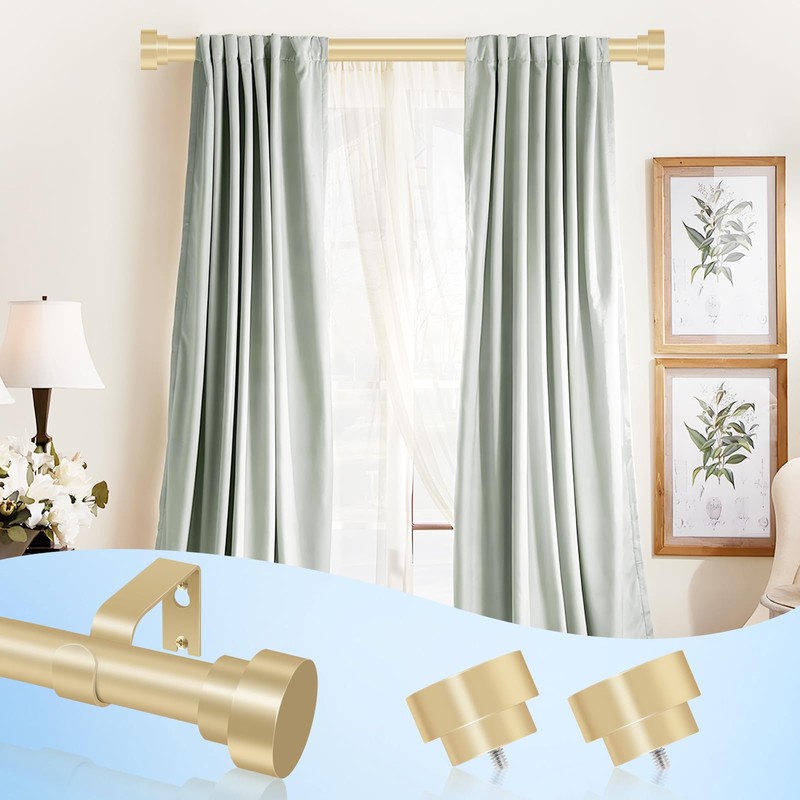 2 Pack Gold Curtain Rods for Windows 30 to 42