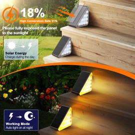 AUDLES 6 Pack Solar Stair Lights Outdoor Stair Lights with Waterproof IP67 LED Solar Light for Outside Light Decor for Stair, Deck, Front Step, Front Porch, Patio, Garden and Backyard (Brown)