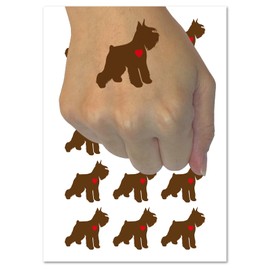 Miniature Schnauzer Dog with Heart Temporary Tattoo Water Resistant Fake Body Art Set Collection - 15 2" Tattoos (1 Sheet)