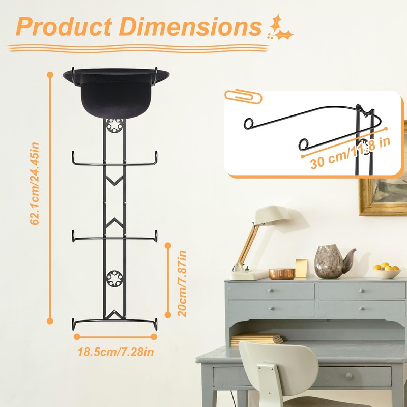 8 Pieces Cowboy Hat Organizer Hangers for Wall, Western Hat