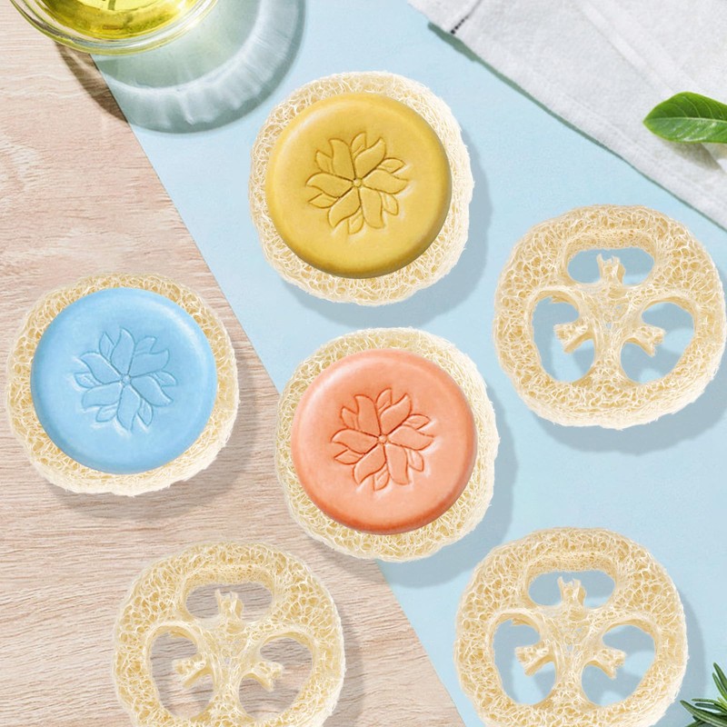 Pack of 30 Natural Loofah Sponge Soap Pads, 100% Loofah