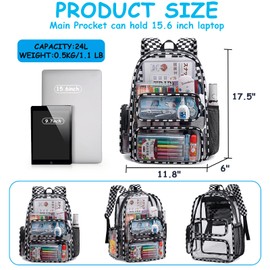 CAMTOP Clear Backpack Heavy Duty Transparent Bag See Through BookBag for Student School Work Festival Sport Travel