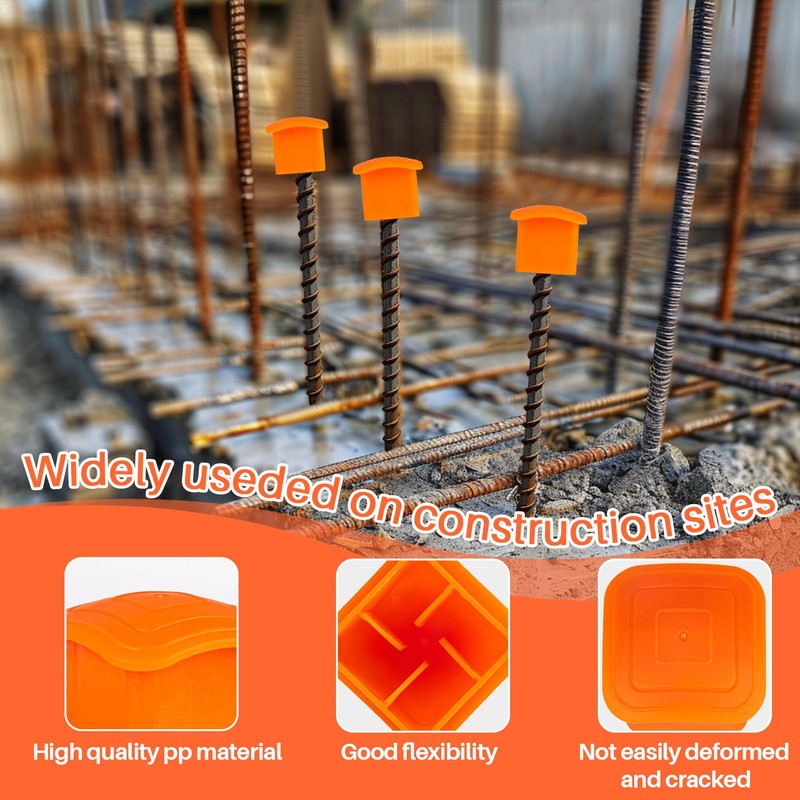 Sukh Rebar Caps - 60Pcs Orange Mushroom Safety Cover for