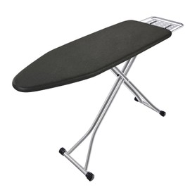 BKTD Ironing Board, Heat Resistant Cover Iron Board with Steam Iron Rest, Non-Slip Foldable Ironing Stand. Heavy Sturdy Metal Frame Legs Iron Stand(13 * 34 * 53 Inches) (Silver Black)
