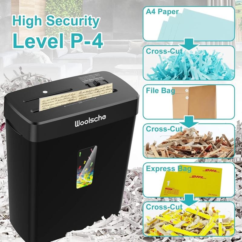 Woolsche Paper Shredder - 8-Sheet Cross Cut with 3.43-Gallon Basket