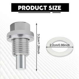 PACLVIO M14×1.5 Magnetic Oil Drain Plug, Transmission Drain Plug, Aluminum Oil Pan Sump Drain Nut Bolt Screw Repair Kit with Crush Washer Gaskets, Oil Pan Screw for Ford Hyundai Civic Odyssey (Silver)