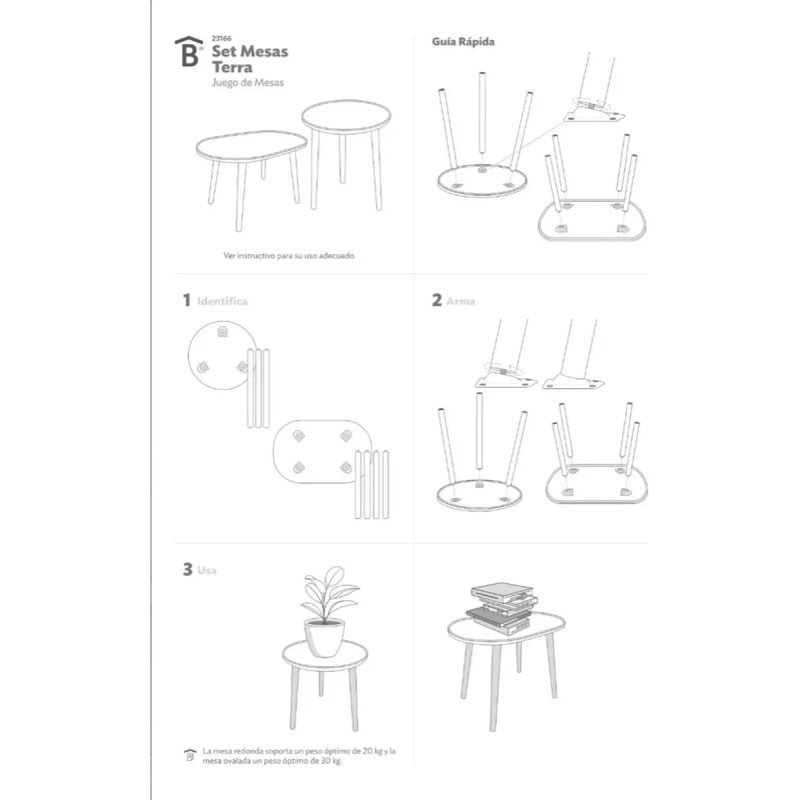 Betterware Set Mesas Terra Betterware 2 Piezas Practicas Mesitas Armabl