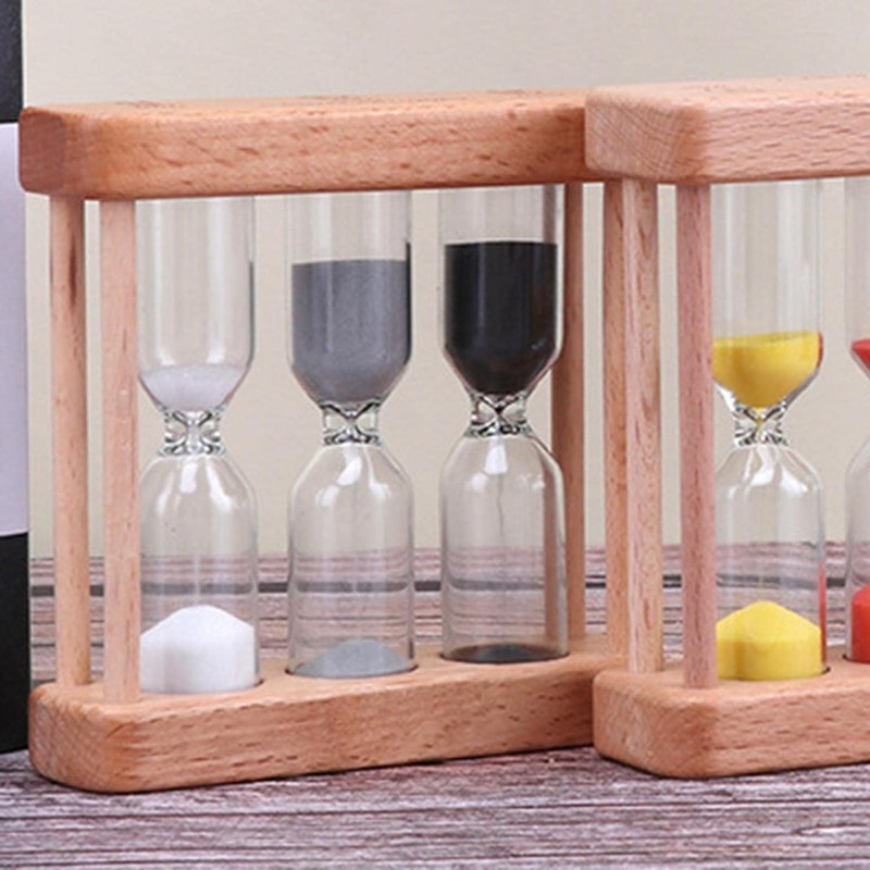 Light Brown Creative Wooden Sand Glass Hourglass Timer Clock Home