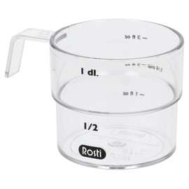 Rosti Mensura SAN Plastic Measuring Cups Set of 3, Measuring Spoons 15 ml, Measuring Cup 100 ml & Litre Measure 1 Litre, Clear