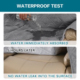 Turquoize 100% Waterproof Recliner Sofa Cover 3 Seat Reclining Couch Cover for 3 Cushion Couch Waterproof Recliner Sofa Protector Cover for Dogs Pets with Non Slip Backing and Strap (Large, Dove)